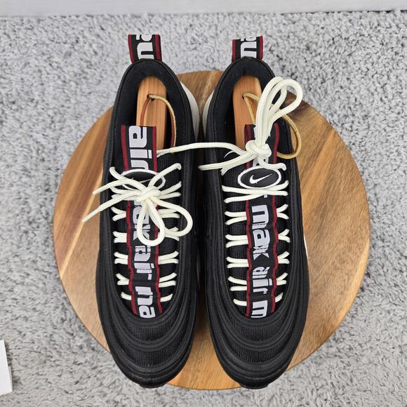 Nike Mens 10 Air Max 97 Premium Black White Overbranding Casual Athletic Sneaker - Picture 5 of 12